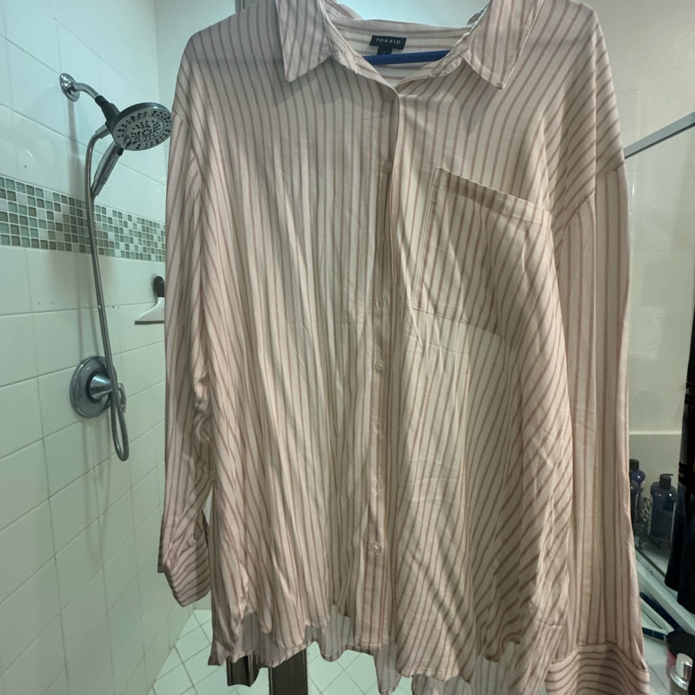 Torrid size 2 Striped Beige women’s blouse